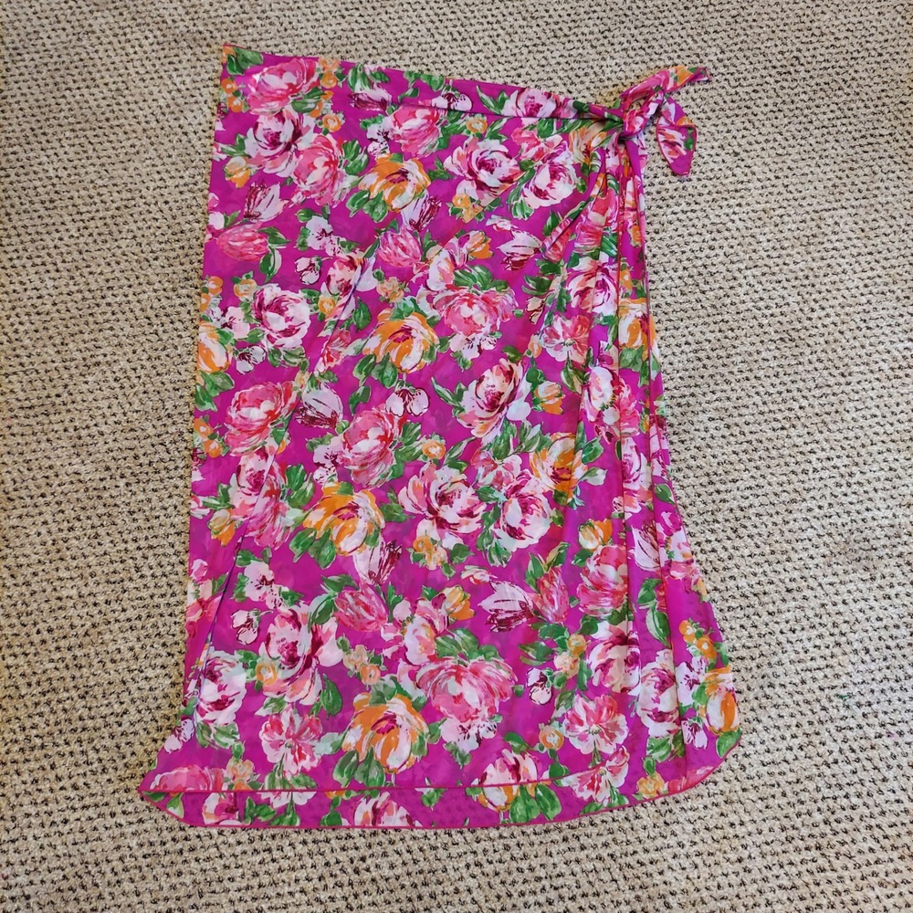 Beach Belle Swimsuits For All Pink Floral Mesh Sarong Wrap‎ Swim Cover Up Plus